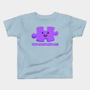 You Complete Me! Cute Purple Puzzle Piece Cartoon Kids T-Shirt